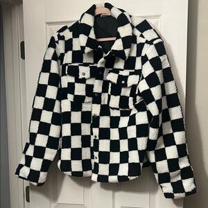 Checkered Black and White Women's Jacket